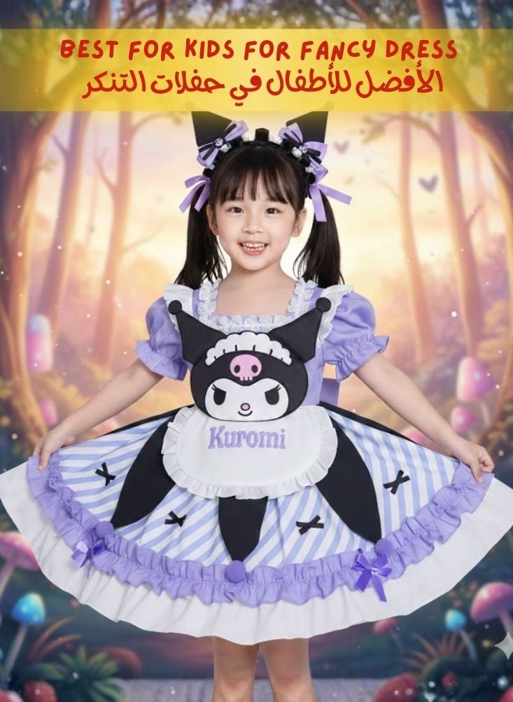 بريميم زي تنكري مستوحى من كورومي للأطفال - زي شخصية كرتونية قوطية أرجوانية للبنات، مناسب لأعياد الميلاد والتنكر. - Image 3